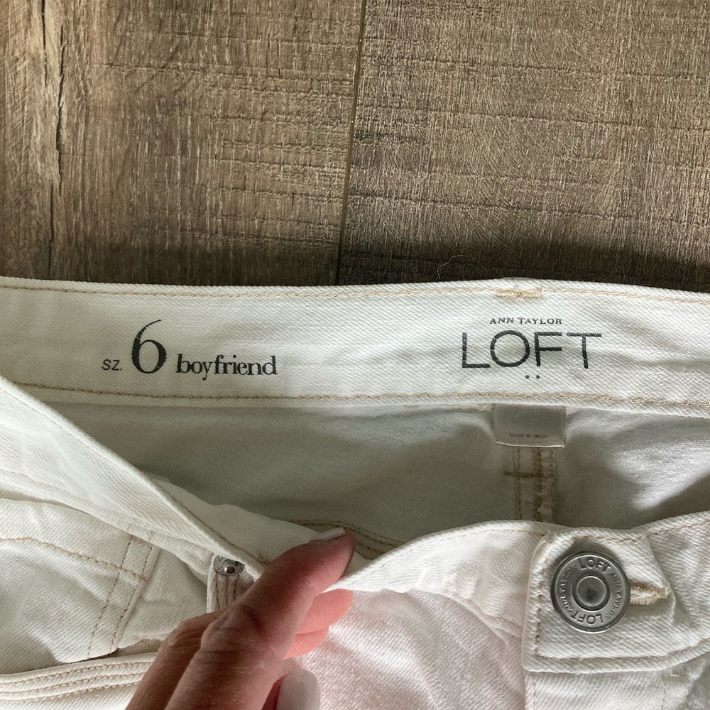 Loft size 6 Boyfriend white jeans